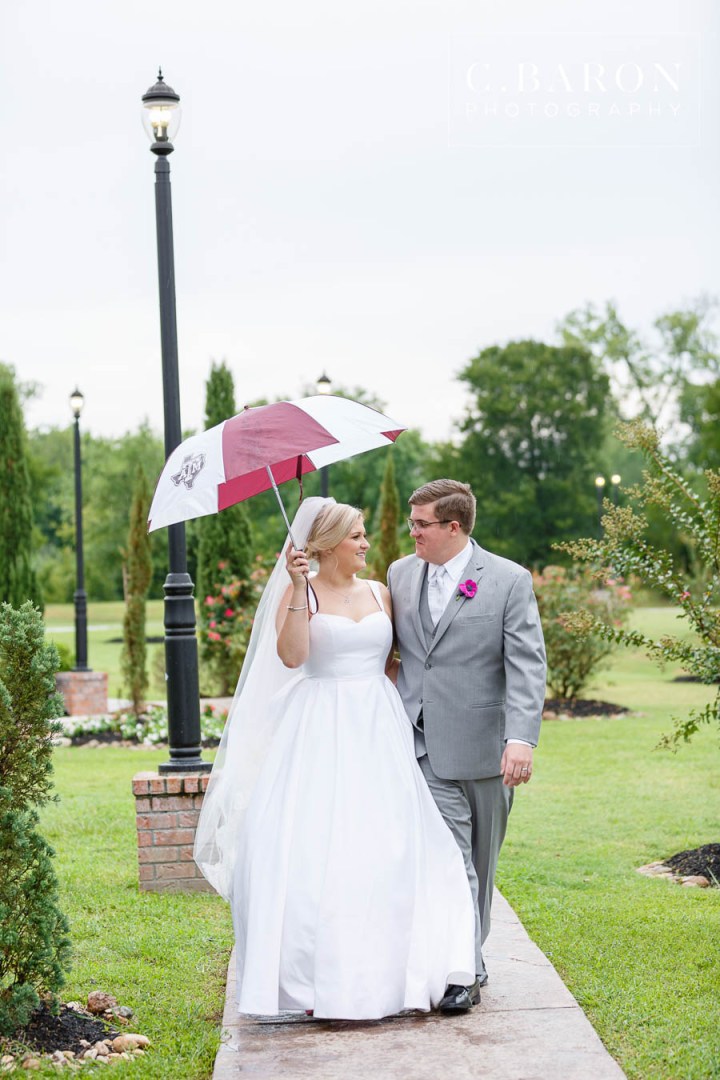 Aggie War Hymn; Aggie Wedding; C. Baron Photography; Converse; Glam; Glow Stick Leave; Houston Wedding cinematographer; Houston wedding Photographer; Jewel Tones; La Torretta in Conroe Texas; Montgomery Texas; Montgomery Weddings; Olde Dobbin Station; Summer time; Texas A&M; Texas Weddings; rain on wedding day; rolls royce;