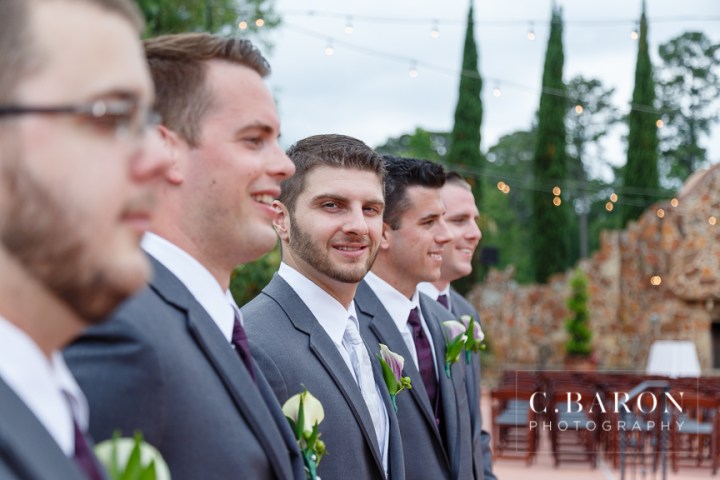 Bubble Leave; C. Baron Photography; Conroe Texas; Conroe Wedding Photographer; Houston Wedding PHotographer; Indoor Ceremony; Lavender; Madera Estates; Purple; Rainy Wedding Day; Silk Charmeuse gown; Summer time; elegant; fire pit; photobooth;