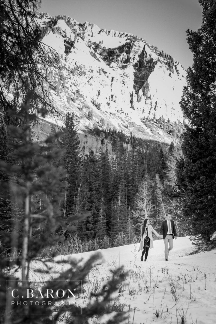 C. Baron Photography; Cottonwood Canyon; Destination Engagement Photographer; Destination Wedding Photographer; Engagement session; Houston Engagement Photographer; Houston wedding Photographer; Mountains; Nature; Salt Lake City; snow; winter; winter landscape; winter time;