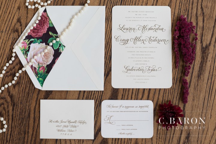 A Particular Event; Adorne Artistry; C. Baron Photography; Cakes by Jula; Carriage Caterers; Galveston Historical Foundation; Galveston Island Texas; Galveston Wedding Photographer; Galveston Weddings; Garten Verein; HH Design House; Houston Wedding PHotographer; Indoor ceremony; Kempner Park; Maroon; Maroon tux; Peach; Pearls; Red; Rolls Royce; Scarlet; Something Blue Bridal; Victorian; Vintage Limo; Wedding gown with pockets; Wine; Wine colored tux; crimson; gold; loose florals; rainy day; rose gold crystal belt; traditional; winter;