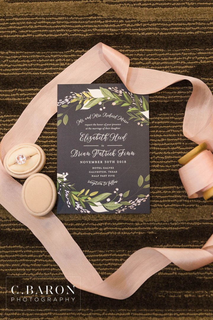 Beach Weddings; C. Baron Photography; Galveston Island Texas; Galveston Wedding Photographer; Hotel Galvez; Night time ceremony; Oleander Garden; Outdoor Wedding; Seawall; Texas Weddings; winter;