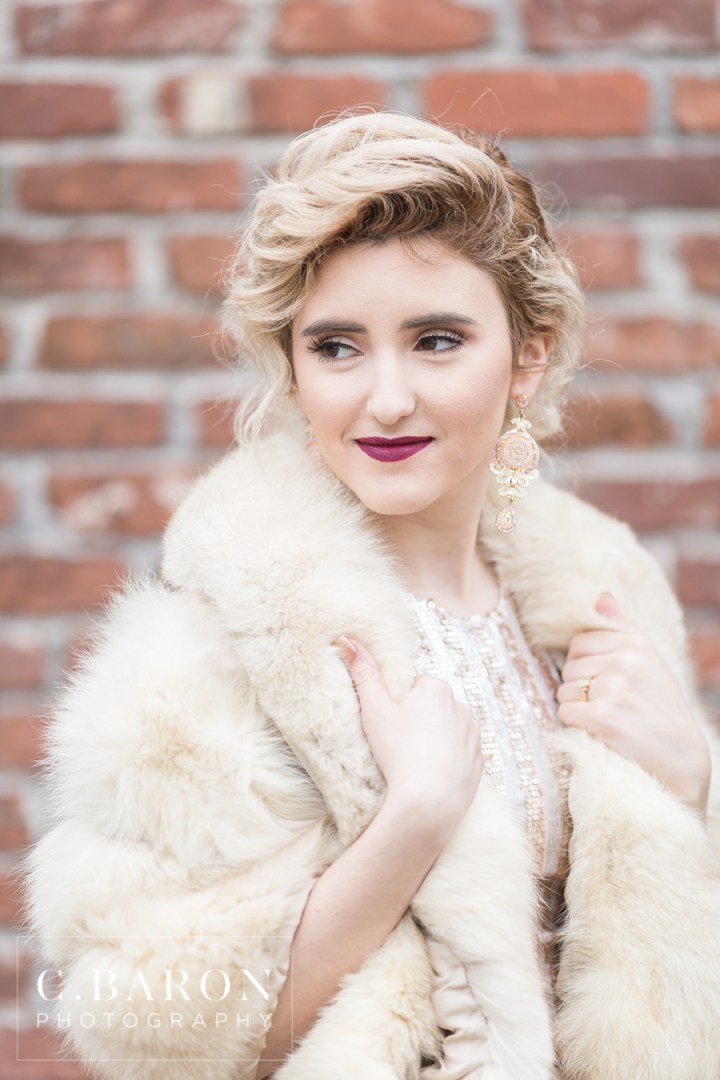 Boho bride; C. Baron Photography; Celebrating; Champagne; Confetti; Glitter; Gold; Happy Bride; Houston's Best Photographer; New Years Eve; Sequins; Sparkly. vintage fur stole; Texas wedding photographer; floppy hat; fox wrap; protea; velvet gown; winter;