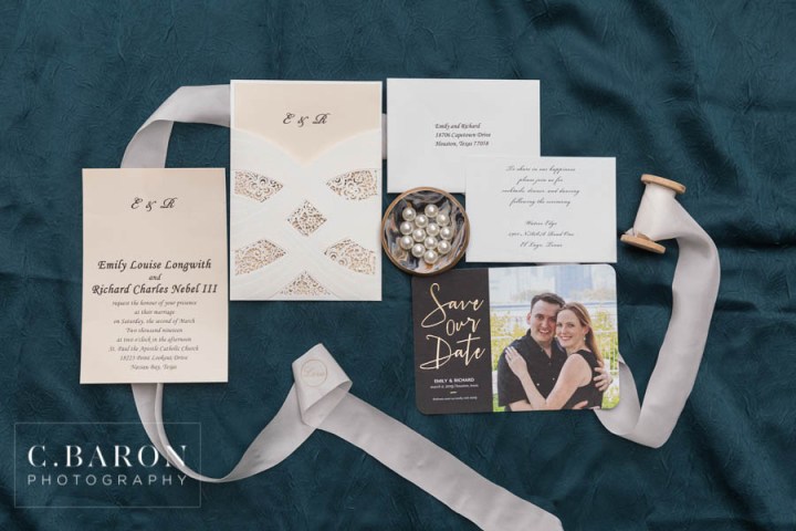 C. Baron Photography; Catholic Wedding Mass; Church ceremony; Clear Lake; Houston Wedding Videographer; Houston wedding Photographer; Leave wedding by boat; Nassau Bay; Palm Trees; Rainy Day; St. Jerome; Texas Weddings; Waterfront reception; Waters Edge Venue; dinner Jacket; fireworks; strapless gown; winter;