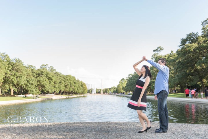 Fun summer engagement session at Hermann Park in Houston Texas