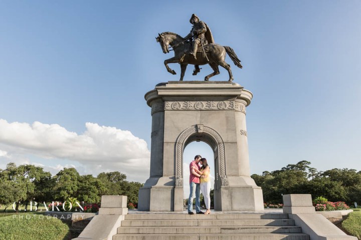 Fun summer engagement session at Hermann Park in Houston Texas