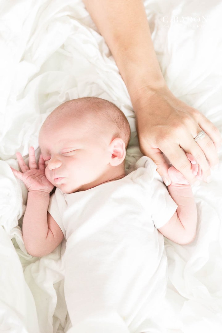 Lifestyle Newborn session in home in Houston Texas