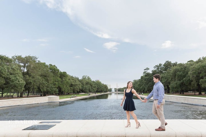 Fun summer engagement session at Hermann Park in Houston Texas