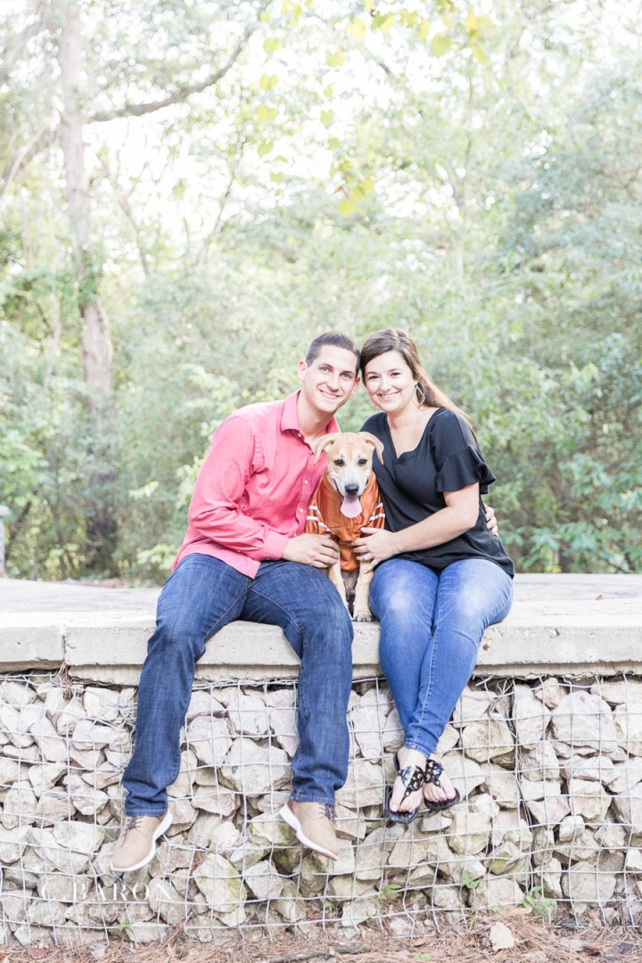 C. Baron Photography; Dog; Engagement; Hook 'em; Houston Engagement Photographer; Nature; Park; Spanish Moss; UT; University of Texas;