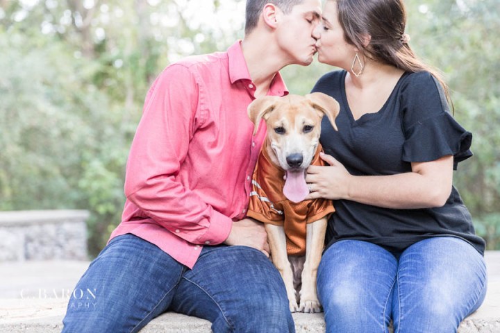 C. Baron Photography; Dog; Engagement; Hook 'em; Houston Engagement Photographer; Nature; Park; Spanish Moss; UT; University of Texas;
